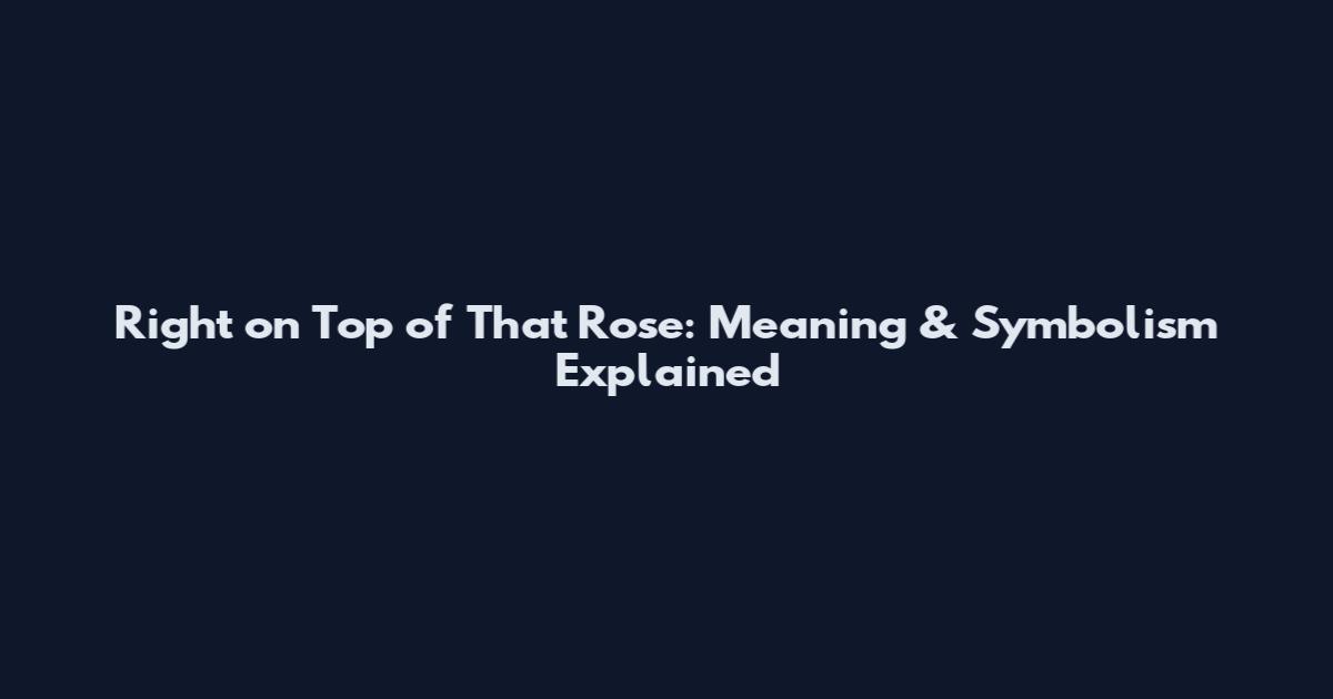Right on Top of That Rose: Meaning & Symbolism Explained
