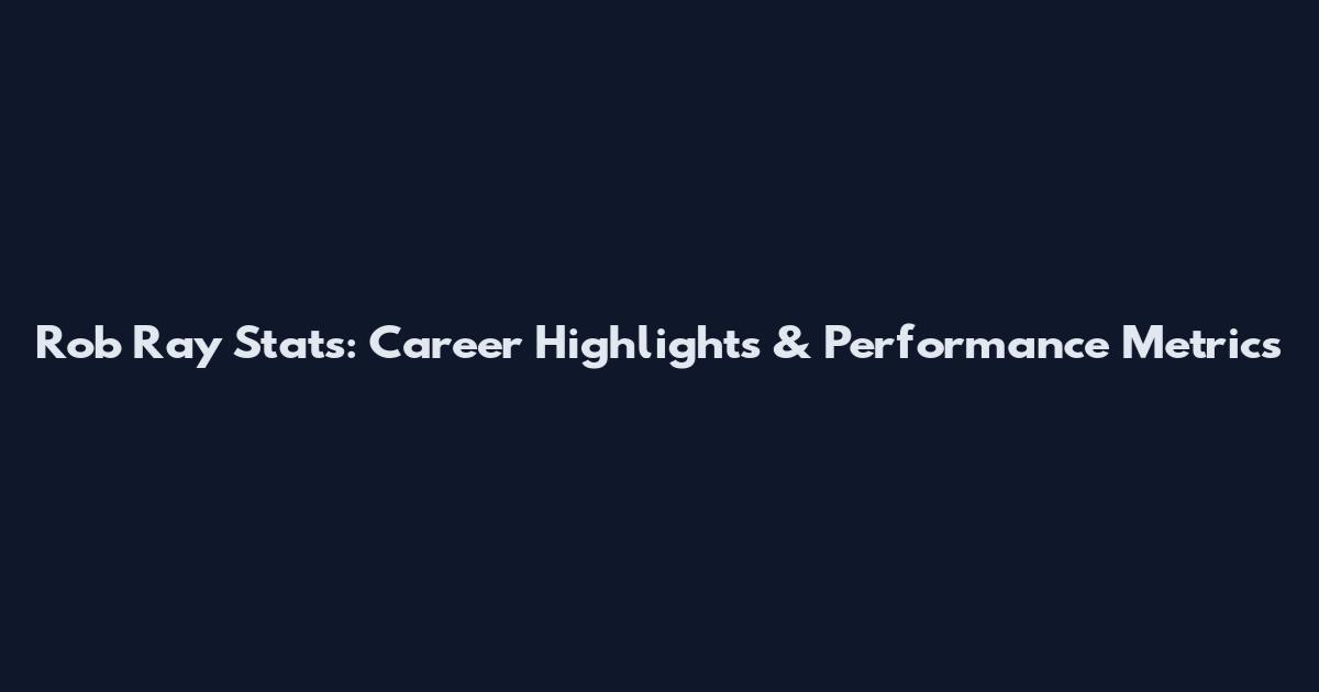 Rob Ray Stats: Career Highlights & Performance Metrics