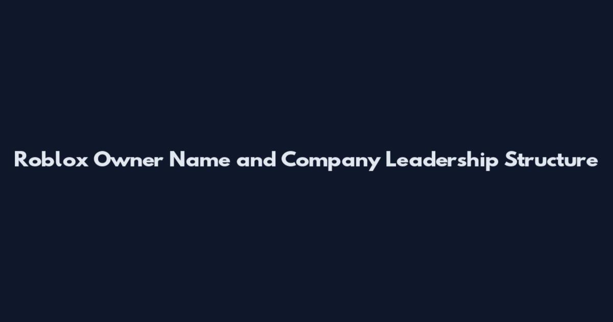 Roblox Owner Name and Company Leadership Structure