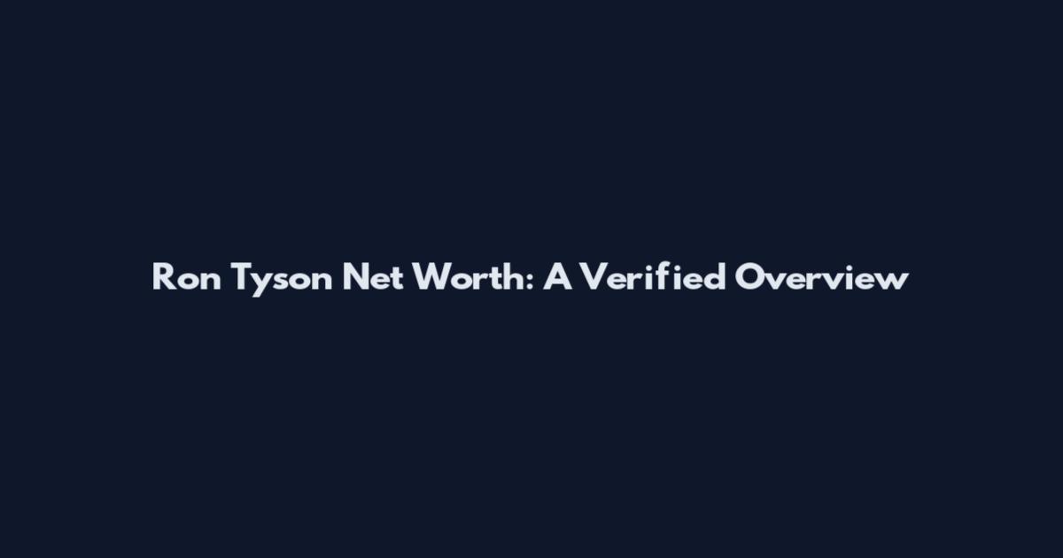 Ron Tyson Net Worth: A Verified Overview