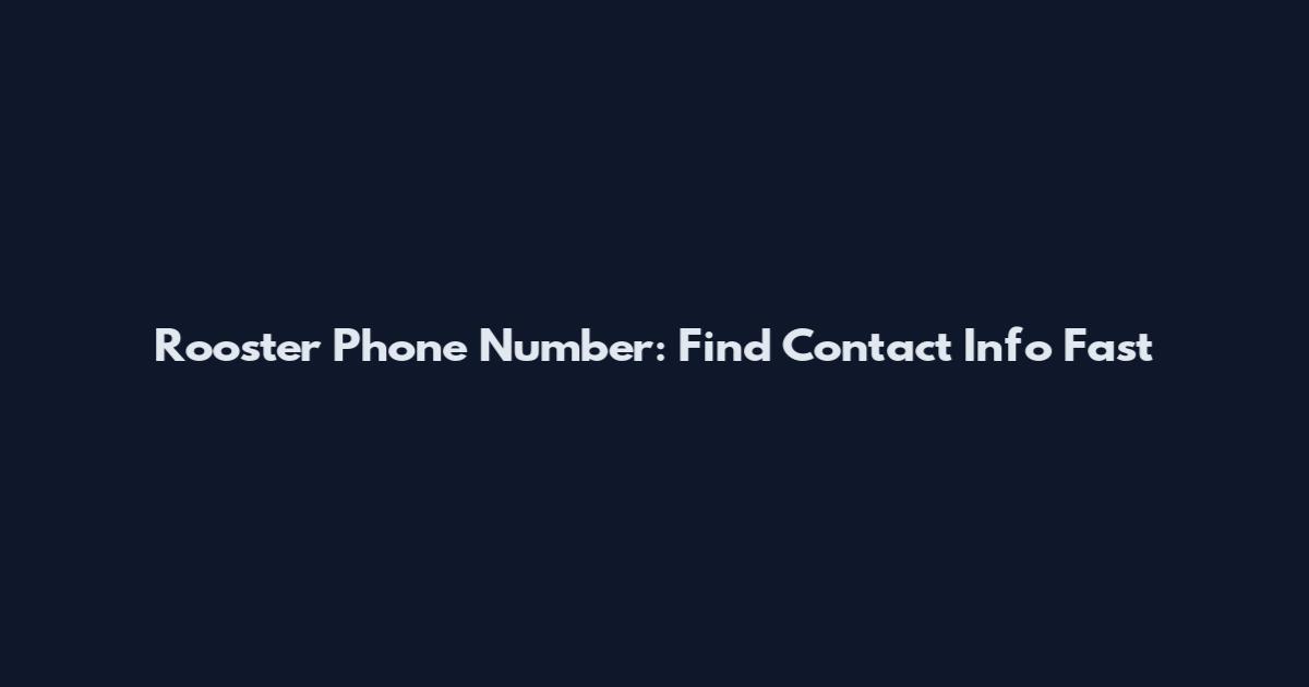 Rooster Phone Number: Find Contact Info Fast