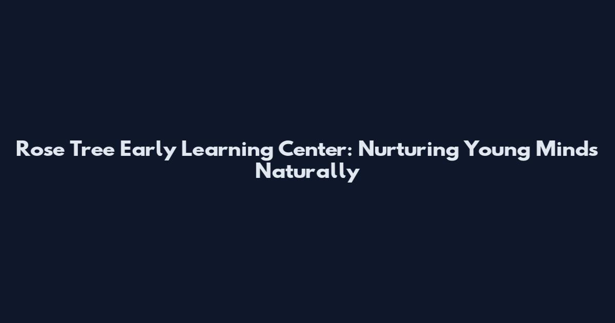 Rose Tree Early Learning Center: Nurturing Young Minds Naturally