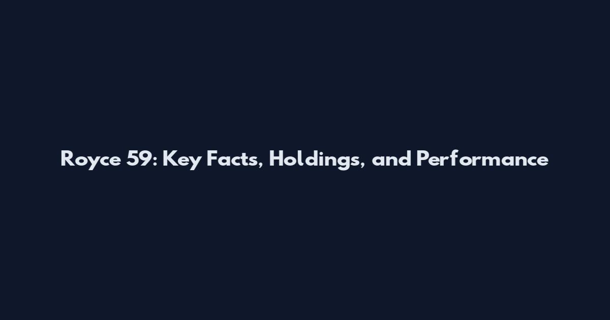 Royce 59: Key Facts, Holdings, and Performance