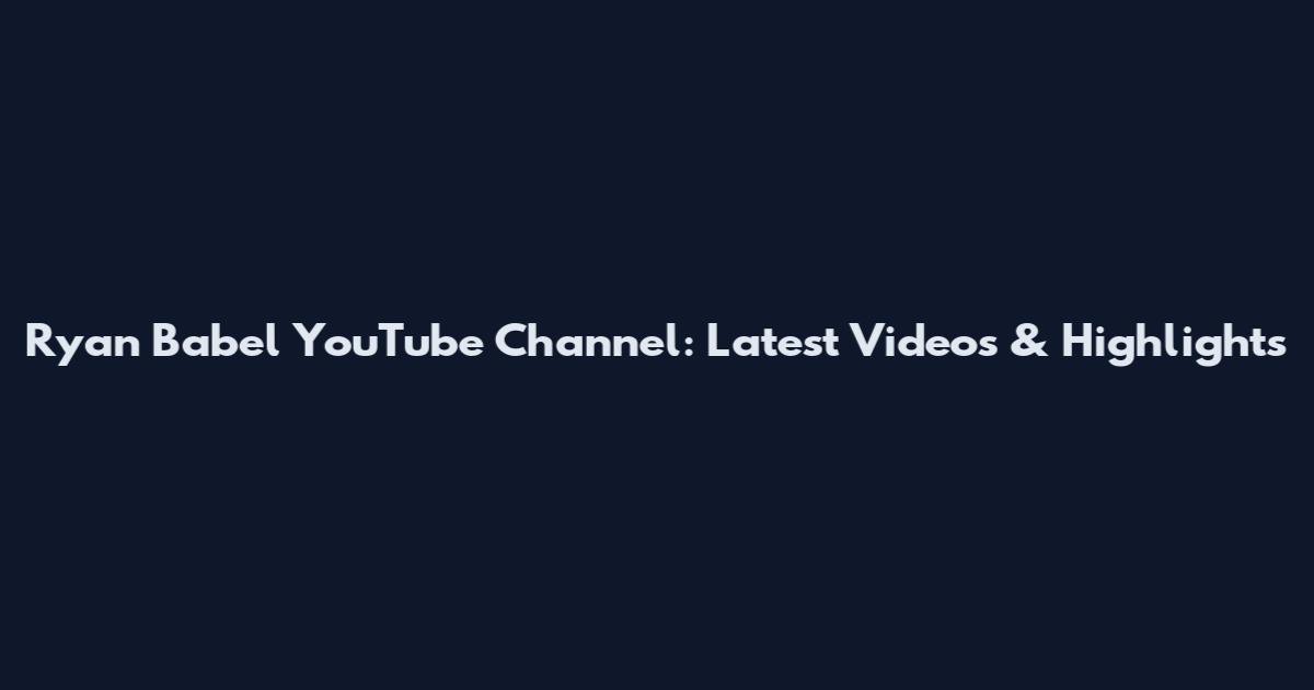 Ryan Babel YouTube Channel: Latest Videos & Highlights