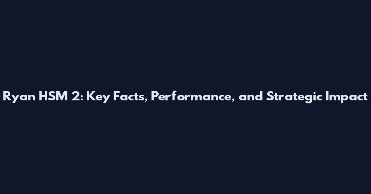 Ryan HSM 2: Key Facts, Performance, and Strategic Impact