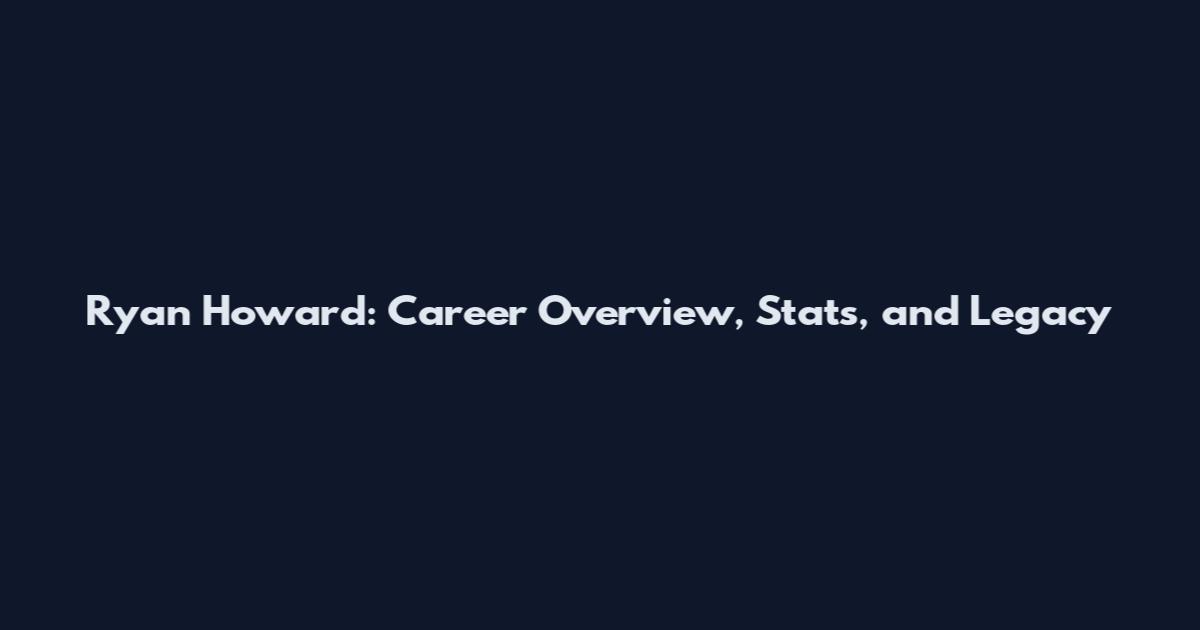 Ryan Howard: Career Overview, Stats, and Legacy