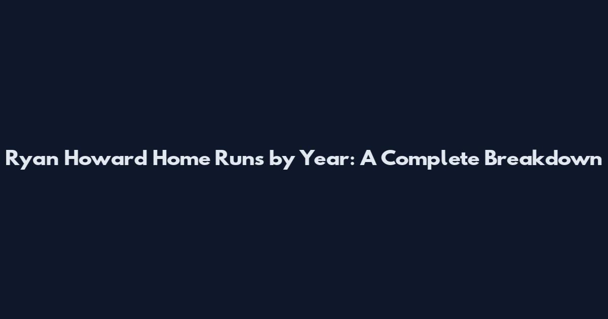 Ryan Howard Home Runs by Year: A Complete Breakdown