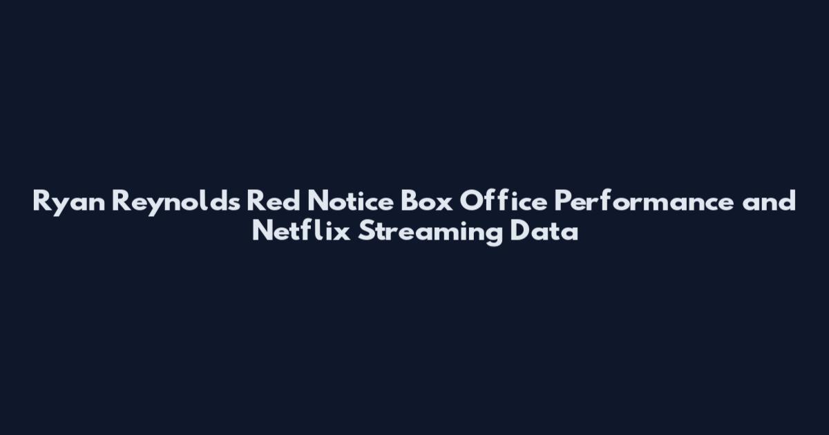 Ryan Reynolds Red Notice Box Office Performance and Netflix Streaming Data