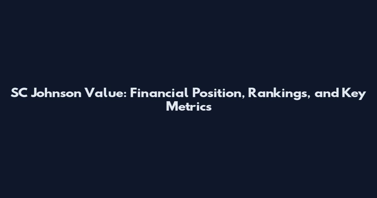 SC Johnson Value: Financial Position, Rankings, and Key Metrics
