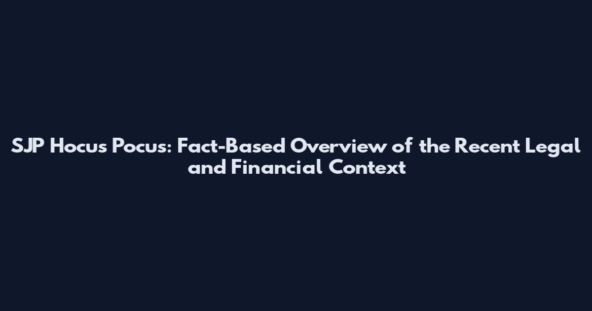 SJP Hocus Pocus: Fact-Based Overview of the Recent Legal and Financial Context