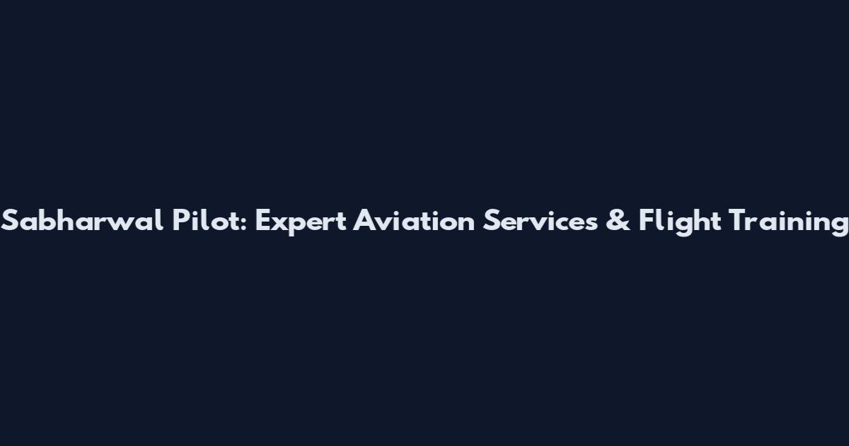 Sabharwal Pilot: Expert Aviation Services & Flight Training