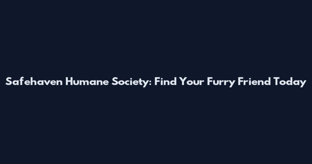 Safehaven Humane Society: Find Your Furry Friend Today