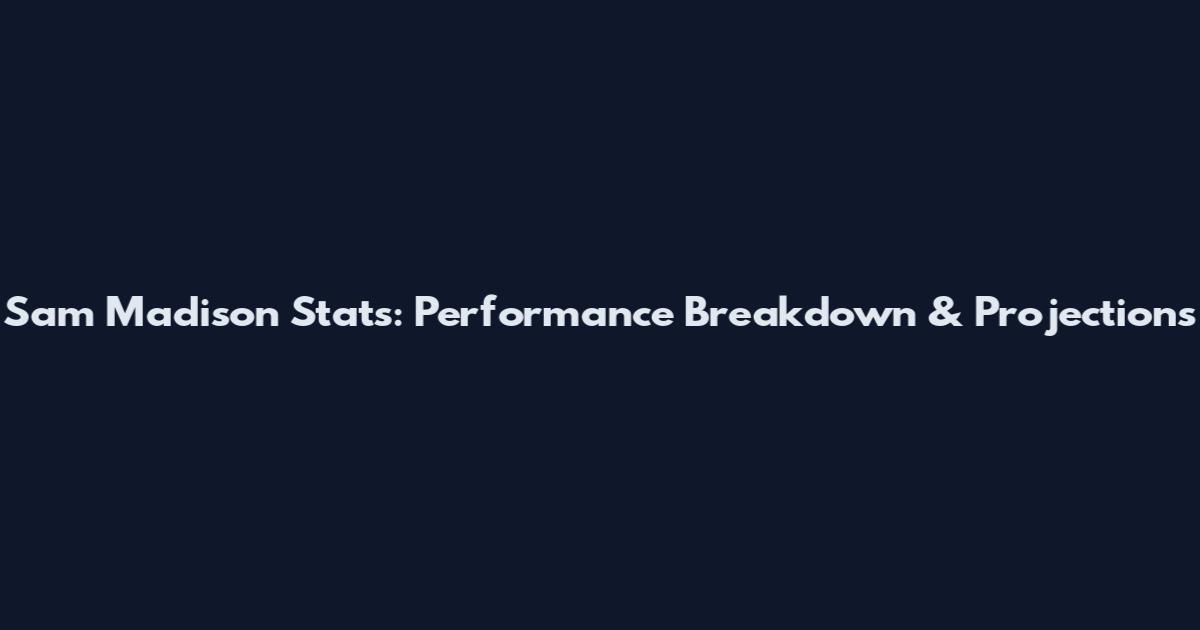 Sam Madison Stats: Performance Breakdown & Projections