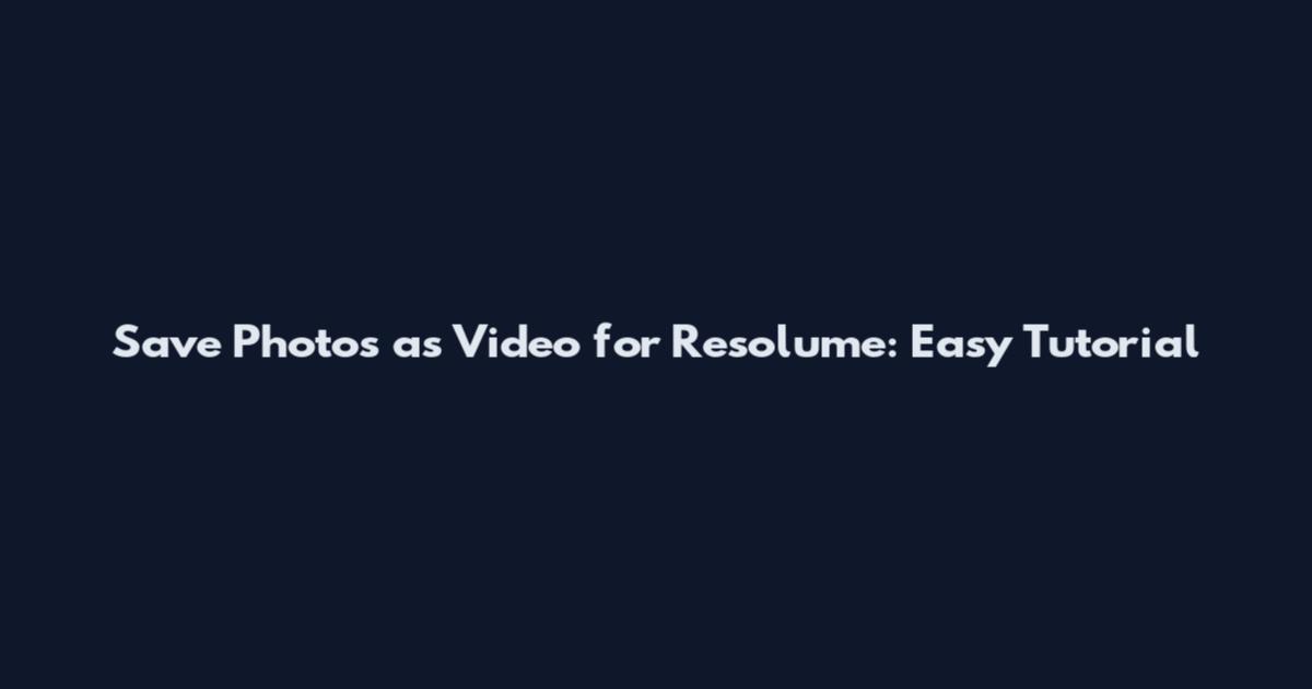 Save Photos as Video for Resolume: Easy Tutorial