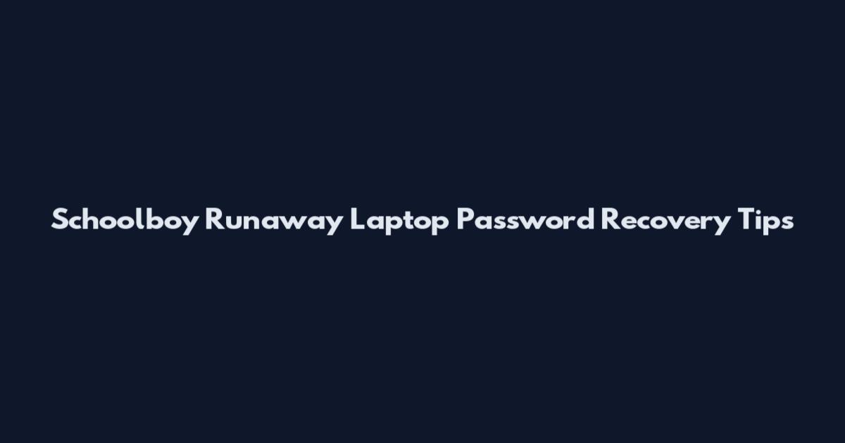 Schoolboy Runaway Laptop Password Recovery Tips