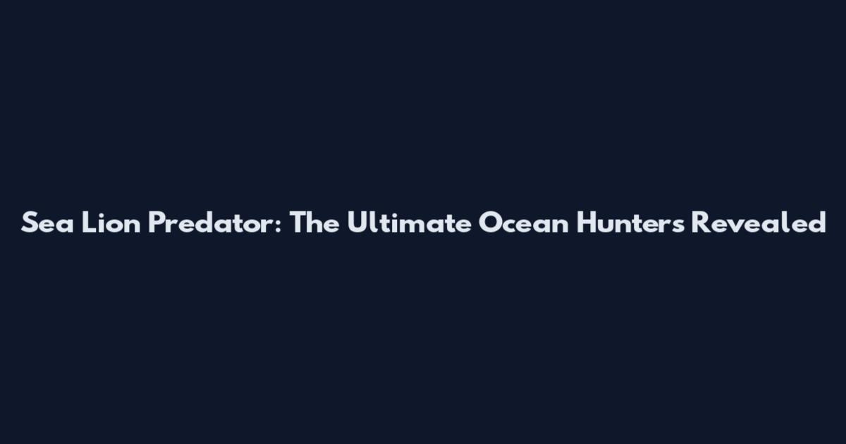 Sea Lion Predator: The Ultimate Ocean Hunters Revealed