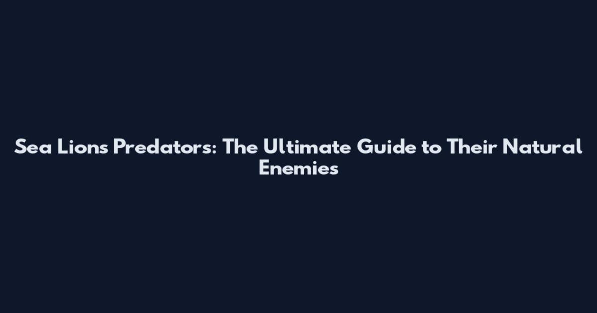 Sea Lions Predators: The Ultimate Guide to Their Natural Enemies