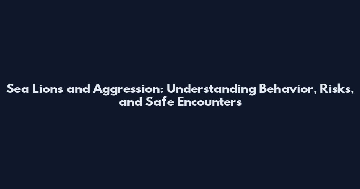 Sea Lions and Aggression: Understanding Behavior, Risks, and Safe Encounters