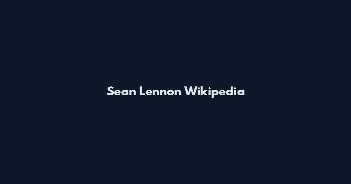 Sean Lennon Wikipedia
