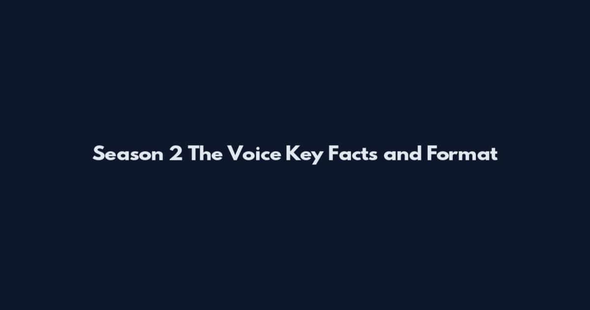 Season 2 The Voice Key Facts and Format