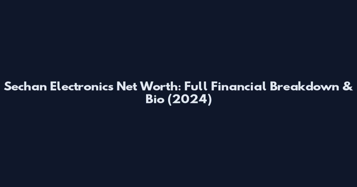 Sechan Electronics Net Worth: Full Financial Breakdown & Bio (2024)