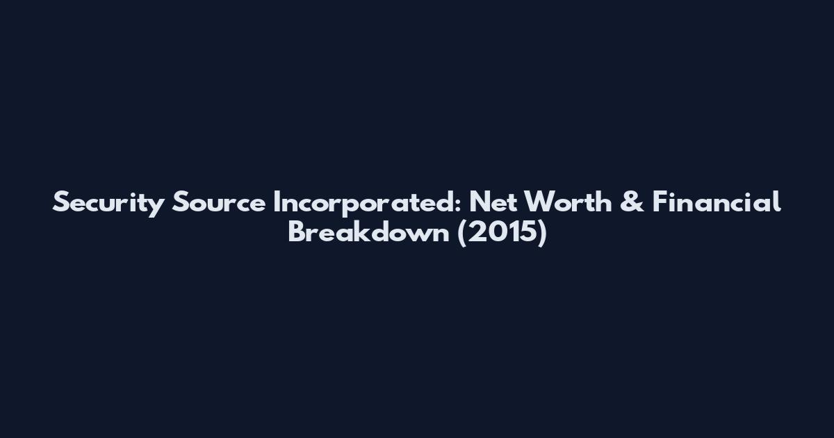 Security Source Incorporated: Net Worth & Financial Breakdown (2015)