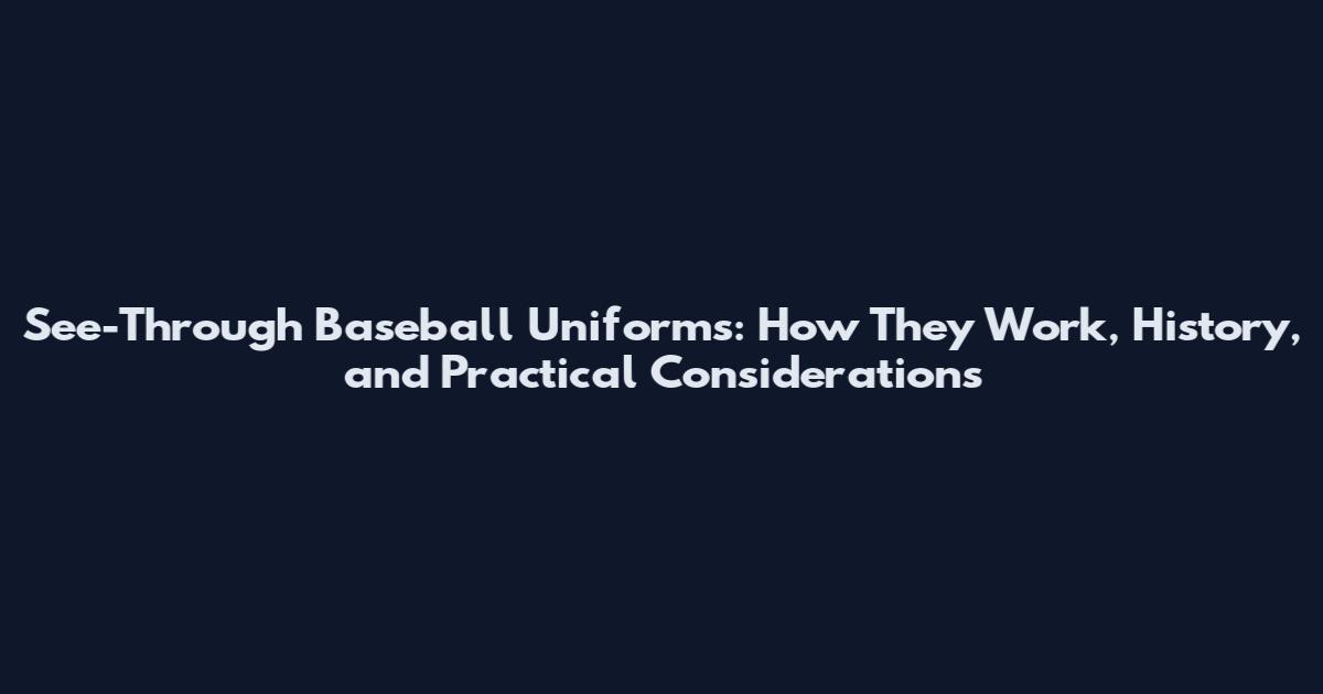 See-Through Baseball Uniforms: How They Work, History, and Practical Considerations