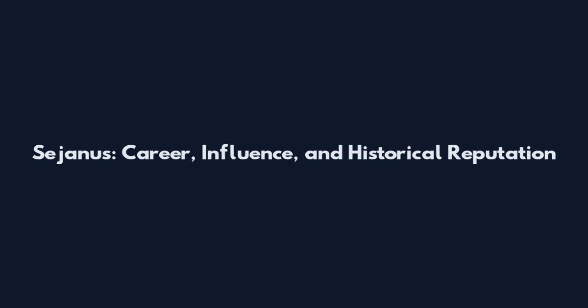 Sejanus: Career, Influence, and Historical Reputation