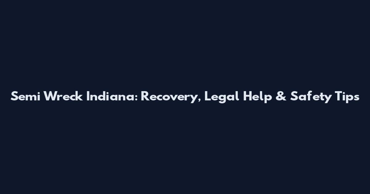 Semi Wreck Indiana: Recovery, Legal Help & Safety Tips