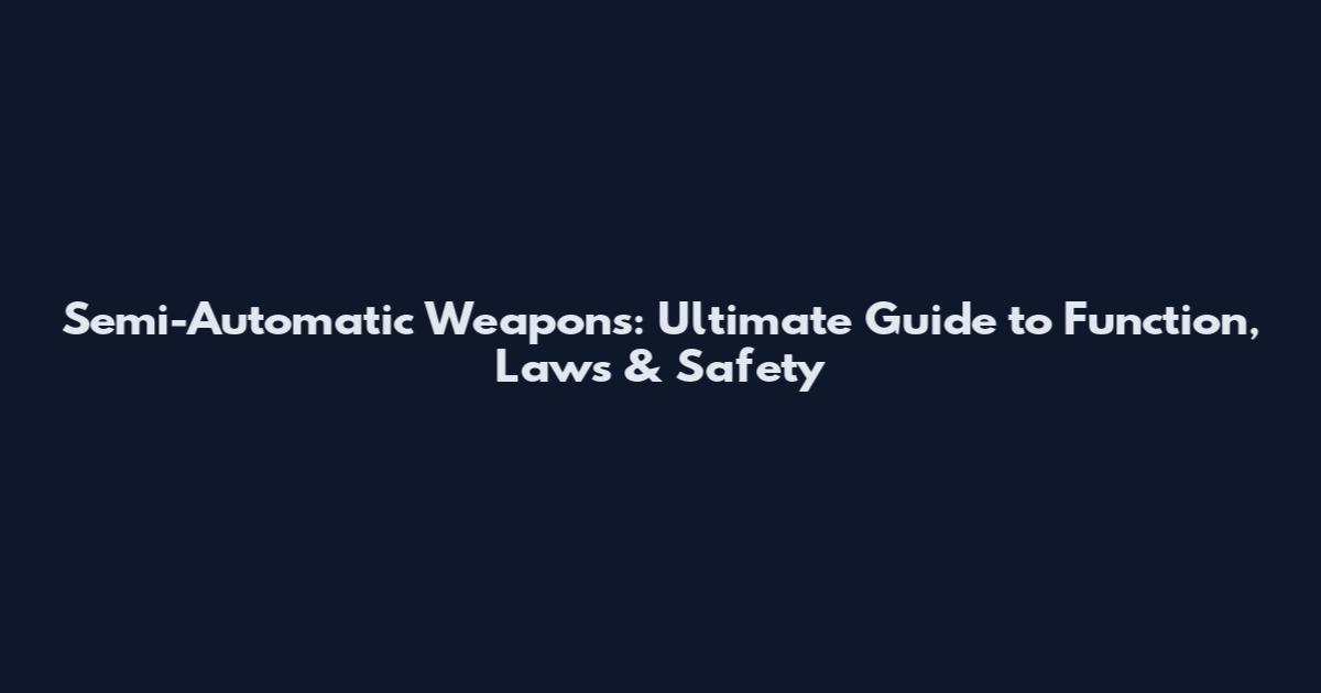 Semi-Automatic Weapons: Ultimate Guide to Function, Laws & Safety