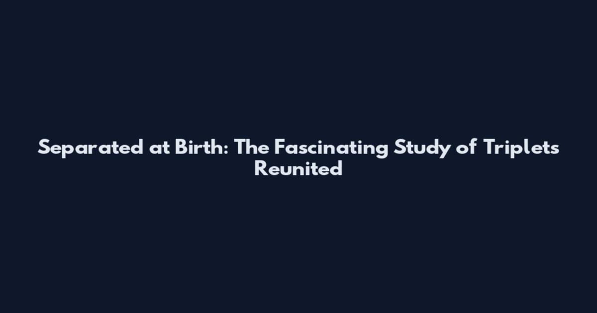 Separated at Birth: The Fascinating Study of Triplets Reunited