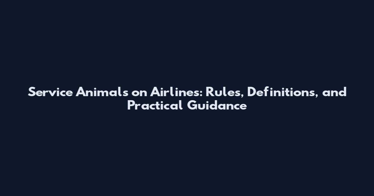 Service Animals on Airlines: Rules, Definitions, and Practical Guidance
