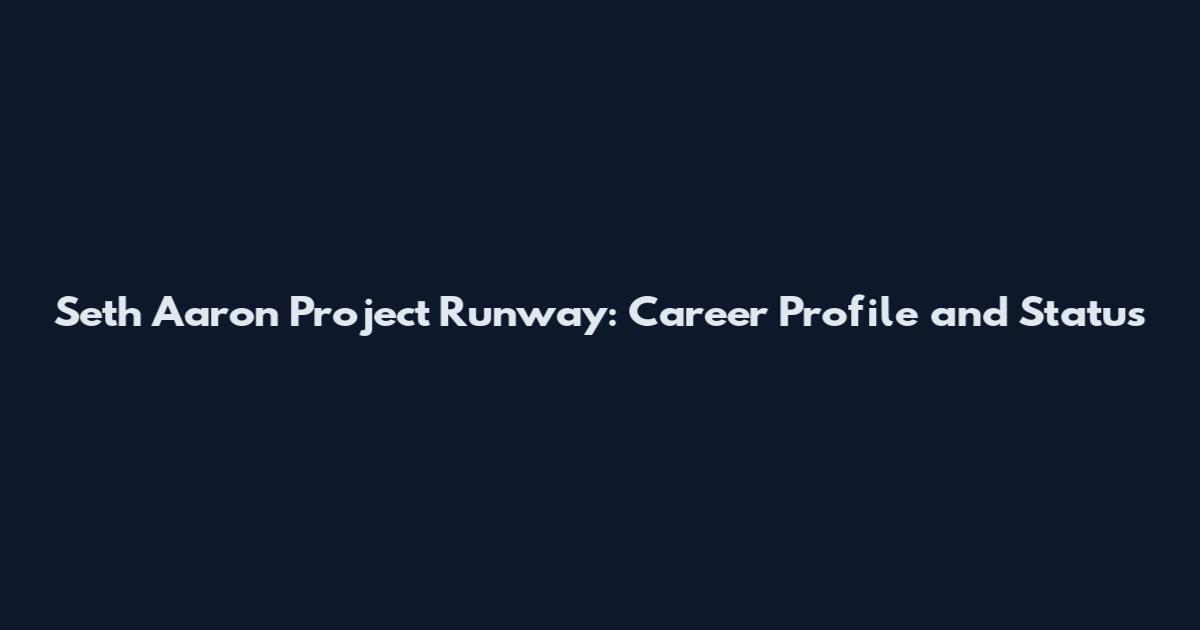 Seth Aaron Project Runway: Career Profile and Status