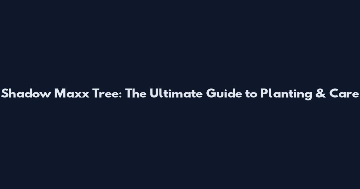 Shadow Maxx Tree: The Ultimate Guide to Planting & Care