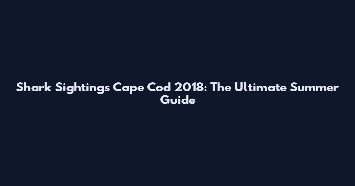 Shark Sightings Cape Cod 2018: The Ultimate Summer Guide
