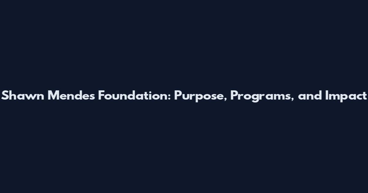 Shawn Mendes Foundation: Purpose, Programs, and Impact