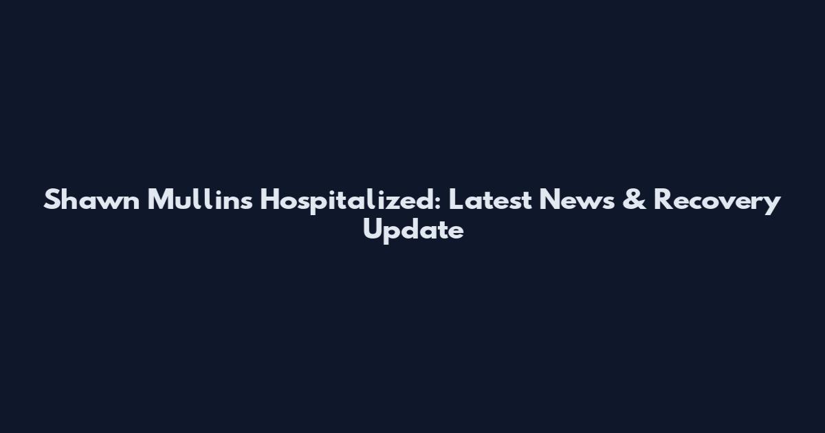 Shawn Mullins Hospitalized: Latest News & Recovery Update