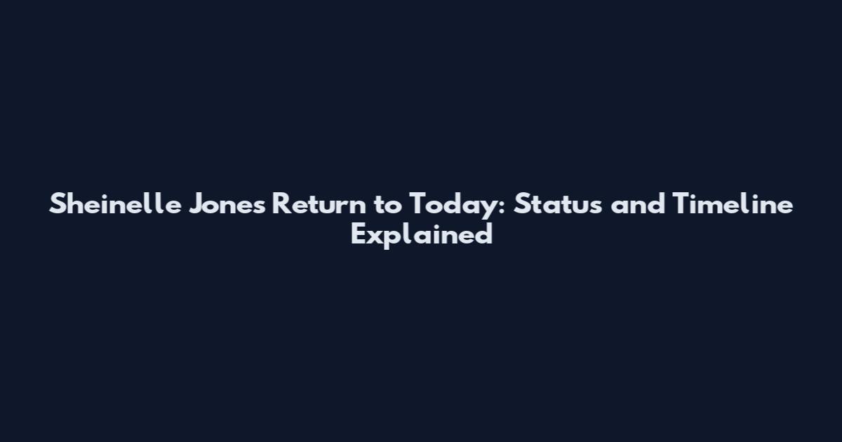 Sheinelle Jones Return to Today: Status and Timeline Explained