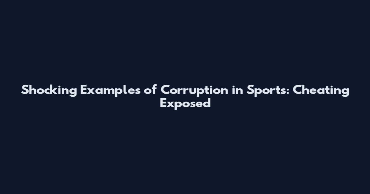Shocking Examples of Corruption in Sports: Cheating Exposed