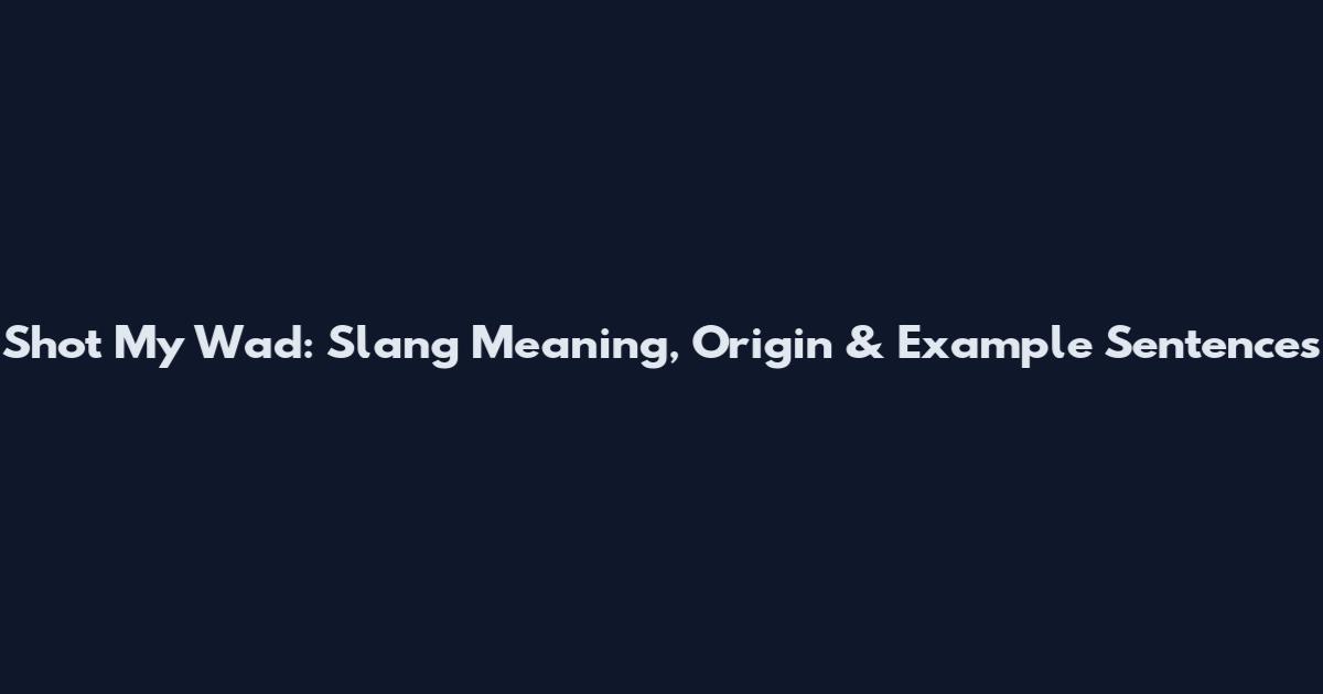 Shot My Wad: Slang Meaning, Origin & Example Sentences