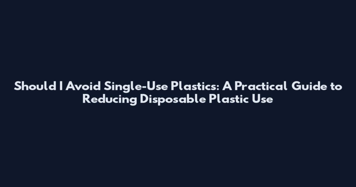 Should I Avoid Single-Use Plastics: A Practical Guide to Reducing Disposable Plastic Use