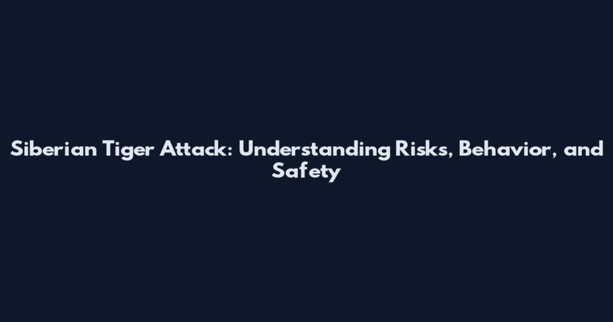 Siberian Tiger Attack: Understanding Risks, Behavior, and Safety