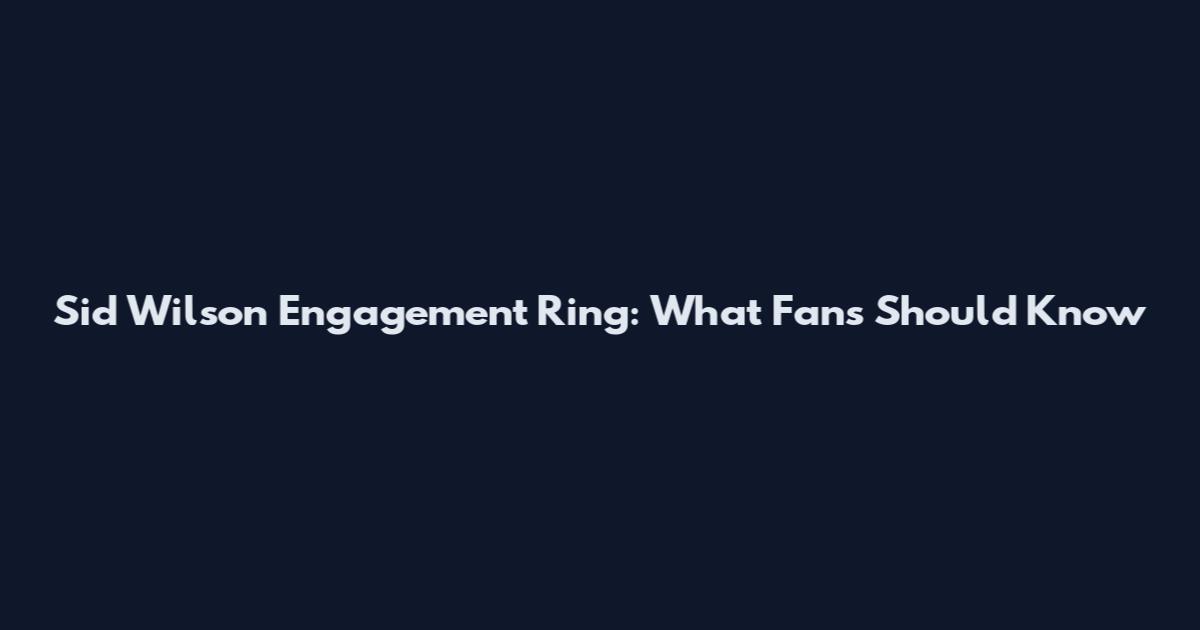 Sid Wilson Engagement Ring: What Fans Should Know
