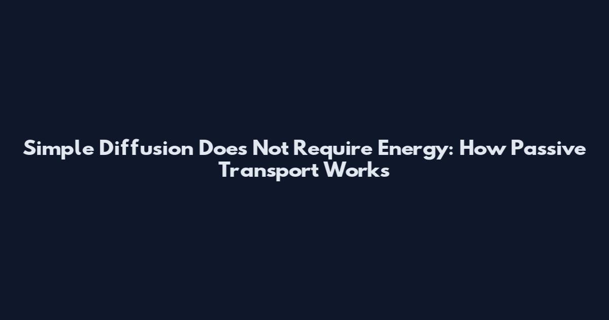 Simple Diffusion Does Not Require Energy: How Passive Transport Works