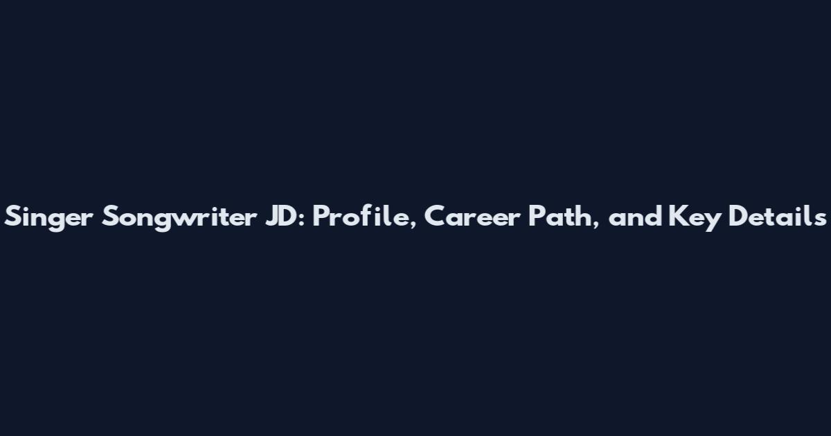 Singer Songwriter JD: Profile, Career Path, and Key Details