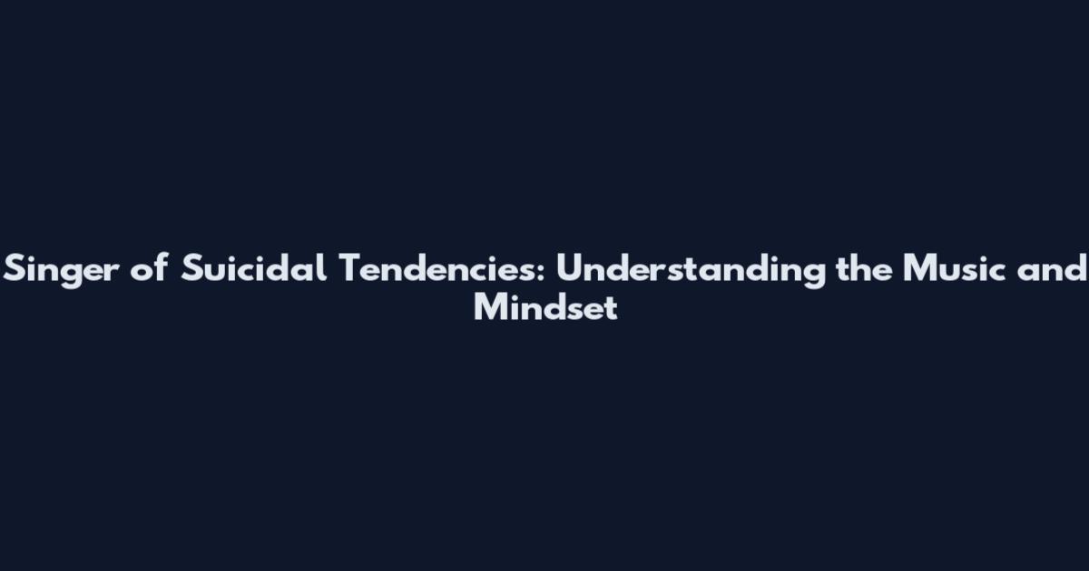 Singer of Suicidal Tendencies: Understanding the Music and Mindset