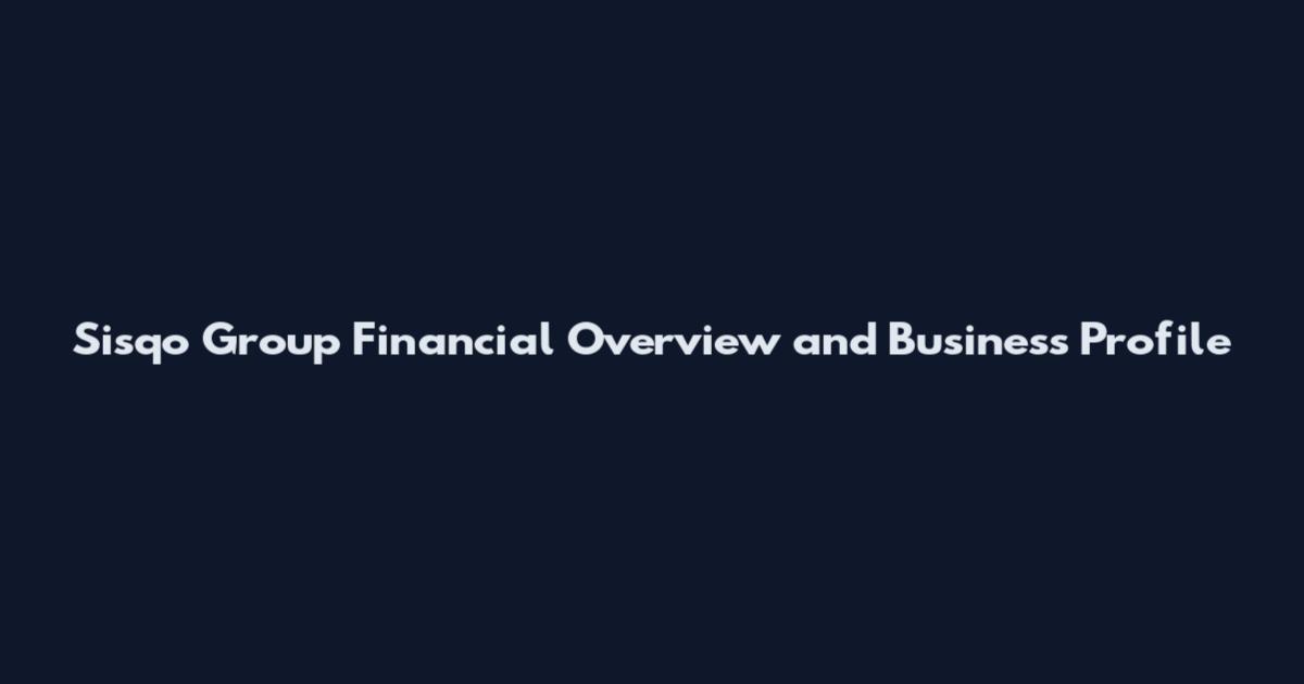 Sisqo Group Financial Overview and Business Profile