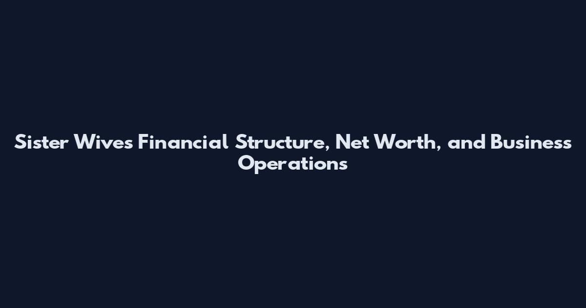 Sister Wives Financial Structure, Net Worth, and Business Operations