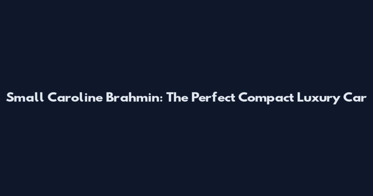 Small Caroline Brahmin: The Perfect Compact Luxury Car