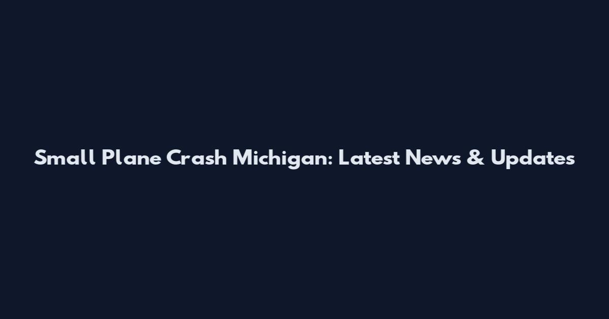 Small Plane Crash Michigan: Latest News & Updates